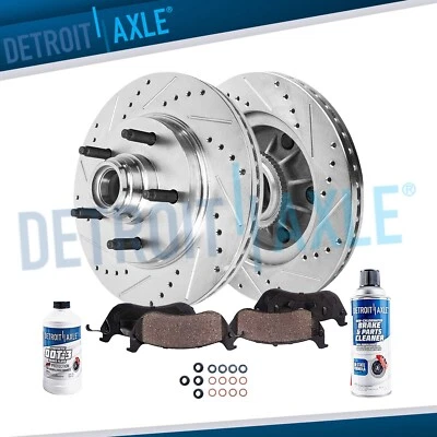 Front Drilled Rotors + Brake Pads for Chevy GMC Express Savana 1500 Tahoe Yukon - Image 1 of 4
