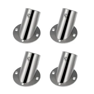 4 Pcs Bevel Angle Flange Base Metal Curtain Rod Shower Holders Supports Bracket - Picture 1 of 9