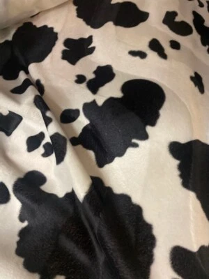 Faux fur Upholstery Faux fur big cow black white velboa fabric 58" wide fabric  - Image 1 of 3