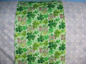 Clover SHAMROCKS St. Patrick's IRISH Green White Handmade Table Runner - Picture 1 of 5