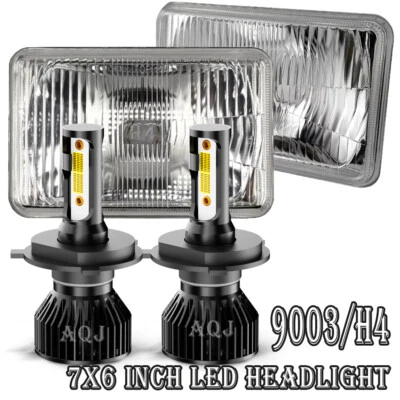 For GMC C1500 C2500 C3500 1979-86 Pair 7x6" LED Headlights Hi-Lo DRL - Image 1 of 4