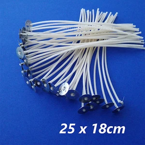 25 Pcs Pre Waxed Wicks with Tab 180 mm/ 18cm long for Candle Making High Quality - Picture 1 of 2