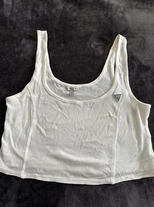 Guess Tank Top White Ribbed Beater Guess Logo Size Small - Picture 1 of 6