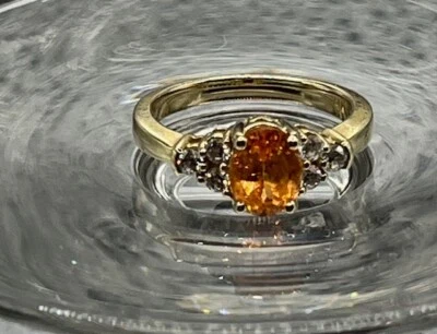 гранатовое кольцо spessartine. 1,89 карата. Желтое золото 14 карат. бриллиант .26 - Изображение 1 из 4