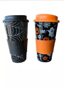 Pumpkin Ghost Travel Mug Beaker With Lid Coffee Cup Autumn Halloween - Picture 1 of 2