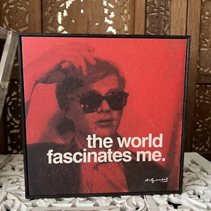 Framed Andy Warhol Quote 10x10 “The World Fascinates Me” Wooden Frame - Picture 1 of 6
