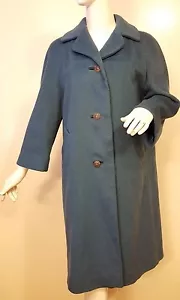 Vintage, Cornflower Blue, Virgin Wool, Button-down Coat, 1950s (Size Large) - Picture 1 of 11