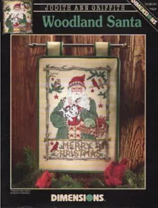 VINTAGE 1996 DIMENSIONS CROSS STITCH WOODLAND SANTA #258 - Picture 1 of 1