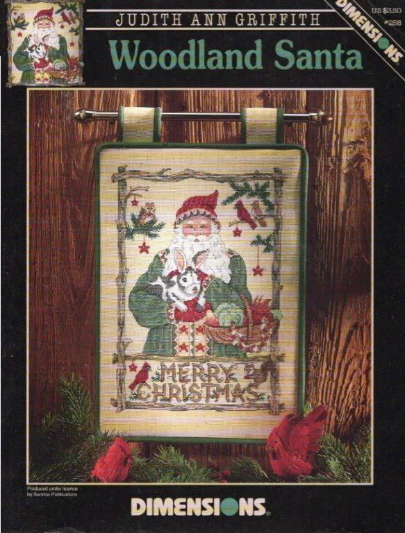 VINTAGE 1996 DIMENSIONS CROSS STITCH WOODLAND SANTA #258 - Image 1 of 1
