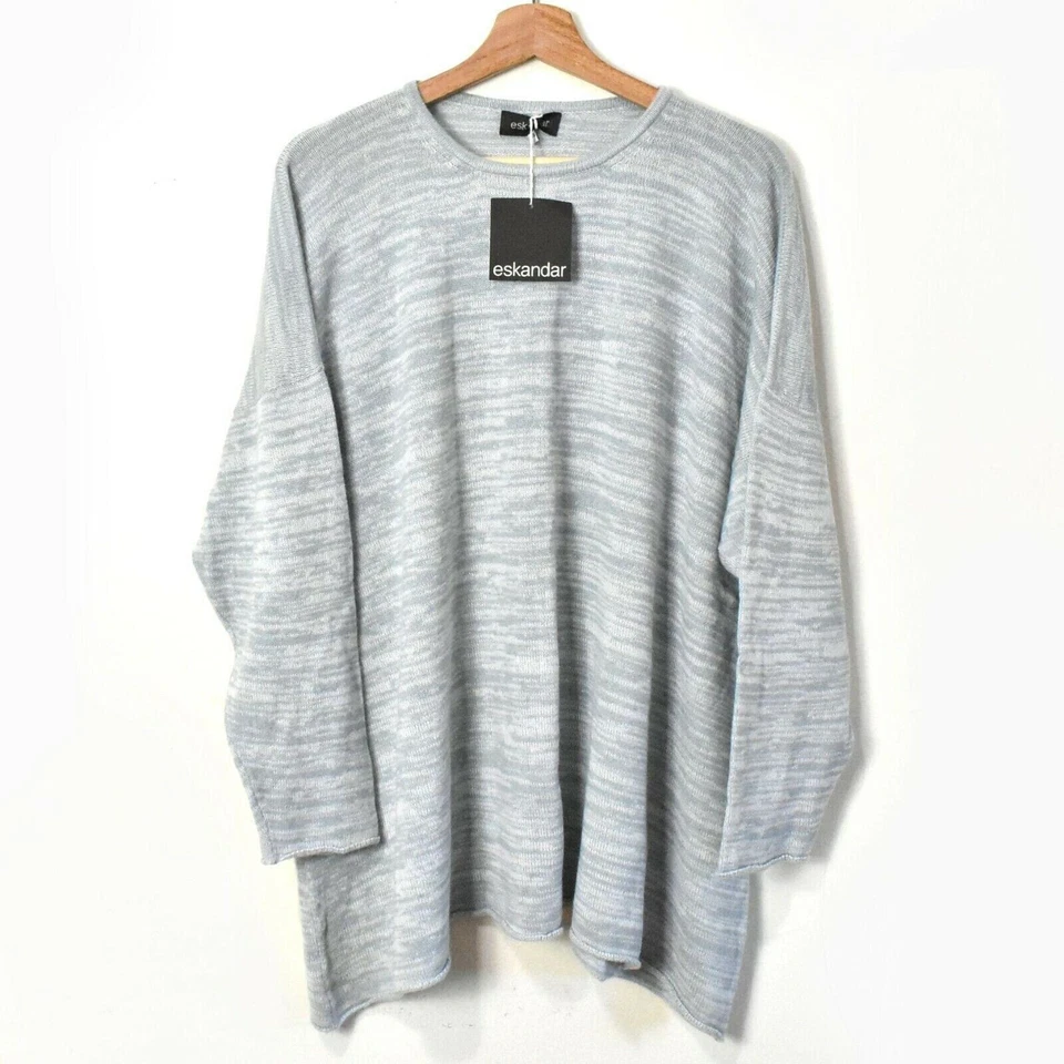 Eskandar NEW Women Cashmere Sweater Sz O/S Gray Slim Sleeve Top Z13 - Image 1 of 4