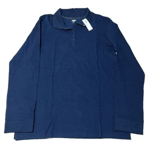 Old Navy Polo Shirt Youth Boys Size 2XL Navy Blue Long Sleeve Cotton NWT - Picture 1 of 6