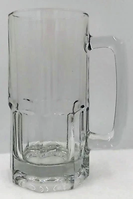 Taza de cerveza vintage Stein Tankard vaso de bebidas mango transparente estriado grueso pesado 8" Foto 1 de 4
