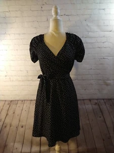 Neu ohne Etikett Damen 19 Cooper schwarz & weiß bedrucktes WICKELKLEID – Größe SMALL - Bild 1 von 13
