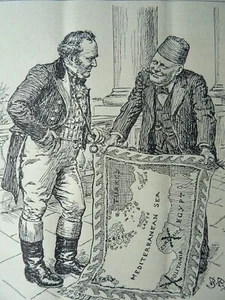 1943 Original Print WW2 CHURCHILL - BONNE AFFAIRE - MEDITERRANEAN EGYPT TURKEY - Picture 1 of 2