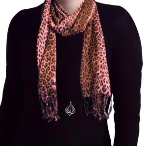 LEOPARD LONG NECK SCARF HIJAB 68 X 24" | WOMEN SHAWL | MODEST SCARF Salmon Pink - Picture 1 of 1