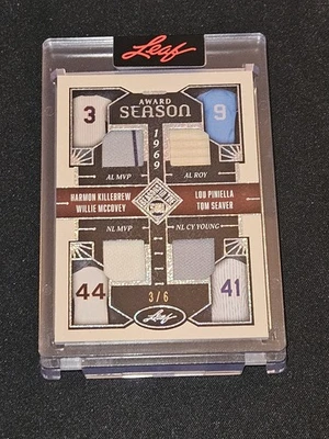 Reliquia cuádruple Leaf Seasons In the Sun Killebrew Piniella McCovey Seaver 2025 3/6 Foto 1 de 2
