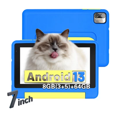 Kids Tablet 7 inch Android 13 Tablet for Kids 3-12 8GB RAM 64GB ROM Parent Cont - Image 1 of 4