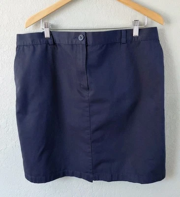 L.L. Falda Bean Curvy Fit Mujer Talla 18 Azul Marino Cintura Elástica Cinturón Lazos Bolsillos Foto 1 de 4