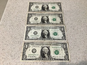 Lot of 4 WEB Notes 1995 $1 Federal Reserve Note - Picture 1 of 9