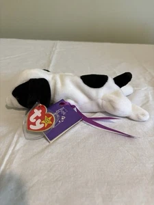 TY Baby Beanie VTG 1993  SPOT WITH ONE SPOT Dog MINT RARE With PURPLE ROSE CARD - Picture 1 of 20