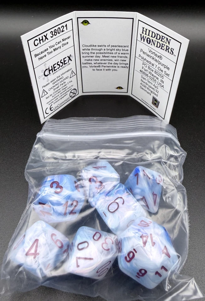 Chessex 38029 Hidden Wonders Nebula Amaranthine Uncommon UC 7pc dnd Dice Set