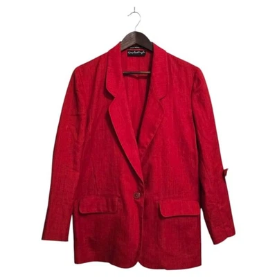 Giorgio Sant Angelo Vintage Red Linen Blend Single Breasted Long Blazer Sz 12 - Image 1 of 4