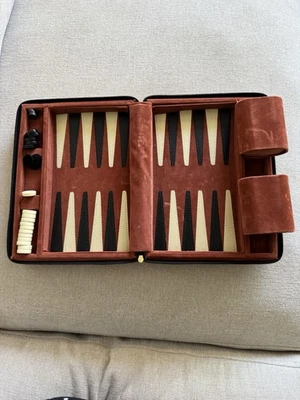 Vintage 1970's Travel Backgammon Set Zip-up Case Game Pieces Rare Collectible - Image 1 of 4