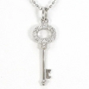 Platinum 900 850 Necklace Diamond About2.8g About43cm Free shipping Used - Picture 1 of 5