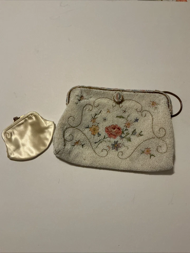 Редкая винтажная вечерняя сумка Jorelle с ручным бисером сделано во Франции с сумочкой для монет - Изображение 1 из 4