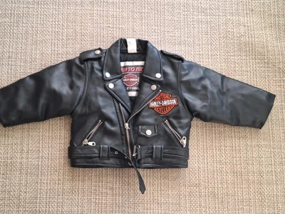 Vintage Harley Davidson Motorcycle Bomber Jacket Faux Leather Toddler 2T EUC - Image 1 of 4