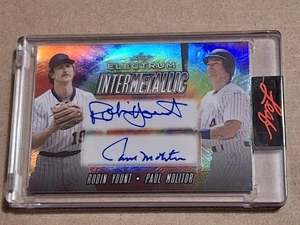 2024 ROBIN YOUNT PAUL MOLITOR LEAF ELECTRUM DUAL HANDSIGNIERTE AUTO KARTE /8 BRAUER - Bild 1 von 3