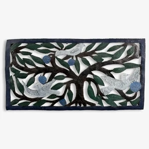 Vintage polychrome Haitianische Skulptur aus Metallschliff Volkskunst mit Vögeln und Baum - Bild 1 von 5