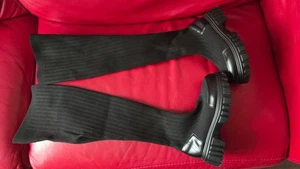 CUCCOO Knit Black Over Knee sock boot size 5 uk 38 euro - Picture 1 of 4