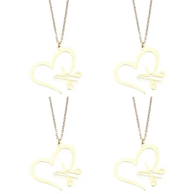  4pcs Schere Kamm Anhänger Halskette Frauen Herz Halskette Girls Ziery - Bild 1 von 4