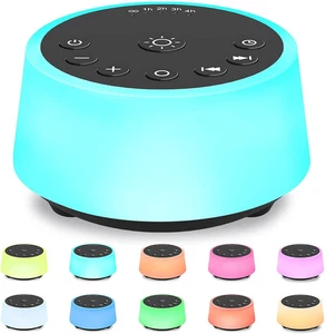 Máquinas de sonido de ruido de color 10 colores luz nocturna 25 sonidos relajantes y sueño - Imagen 1 de 12