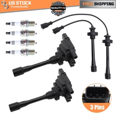 2X Ignition Coils + Spark Plug W/Wire for Mitsubishi Eclipse Lancer Galant UF295 - Image 1 of 4