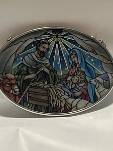 AMIA Hand Painted Stained Glass Holy Family Nativity Christmas Sun-catcher 5.5” - Picture 1 of 9