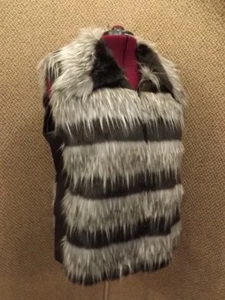 Amazing! Adrienne Landau NEW NWT Vogue Shaggy Faux Fur & Leather Vest Womens 2X - Picture 1 of 10