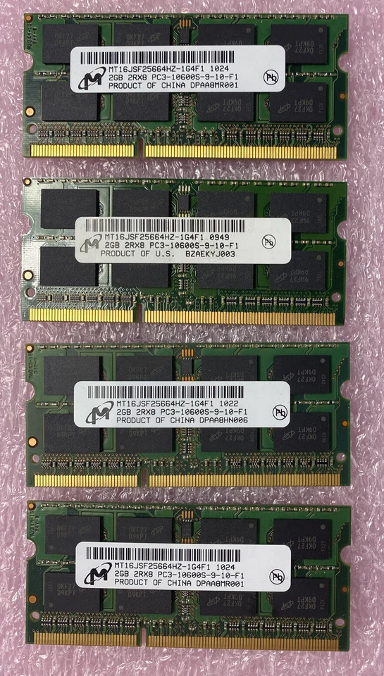 Lot( 4 ) 2GB Micron MT16JSF25664HZ-1G4F1 PC3-10600S DDR3 SO-DIMM 2Rx8 RAM - Image 1 of 4