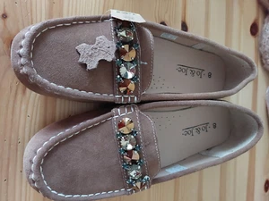 Jo & Joe Emerald women's Loafers UK 8 sand beige leather suede Moccasins - Picture 1 of 15