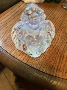 Ángel opalescente francés Fenton 3,5" T 95 aniversario con violetas - Imagen 1 de 5