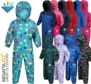 Regatta Puddle Rain Suit Kids Girls Child Childrens Waterproof All In One RRP40 - Picture 1 of 27