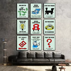 9er Set Monopoly Spiel Motivation Erfolg Arbeit Zuhause Wanddeko POSTER LEINWAND M1 - Bild 1 von 10