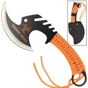 Zombie Killer Skullsplitter Throwing Axe Full Tang Steel Non-Slip Handle Orange - Picture 1 of 9