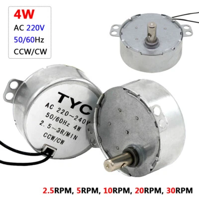 HQ 2.5/5/10/20/30RPM Micro Synchronous Motor CW/CCW Gearmotor AC 220V 4W 49KTYZ - Image 1 of 4