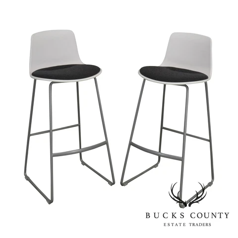 Steelcase Coalesse Enea Lottus Pair Sculpted Sled Bar Stools Cover