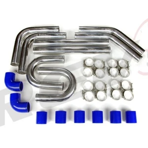 REV9 UNIVERSAL 2.5" INTERCOOLER PIPING KIT ALUMINUM W/ BLUE COUPLER 2 1/2 PIPES - Imagen 1 de 1