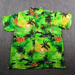 Camisa Rima Para Hombres Grande Verde Campamento Hawaiano Relax Palmeras Veleros Terivoile - Imagen 1 de 8