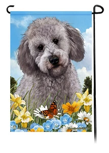 Gartenfahne Sommerblumen - grau Labradoodle - Bild 1 von 1
