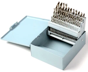 m2 #1 bis #60 gehärtet 60-teilig hss nummeriert Bohrer Bit Set mit Metall Index Box - Bild 1 von 2